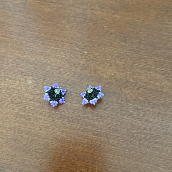 Purple and white bead flower earrings - 2 for $10 - Picture 2 of 3